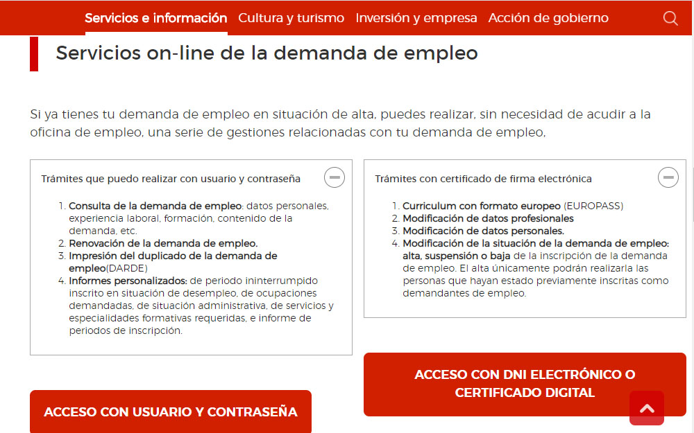 El certificado de inscripción como demandante de empleo