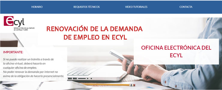 renovar la demanda de empleo en ecyl por inerrnet y renovación por telefono y en oficinas de castilla y leon