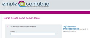 Inscripción como demandante de Empleo Cantabria