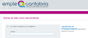 Inscripción como demandante de Empleo Cantabria